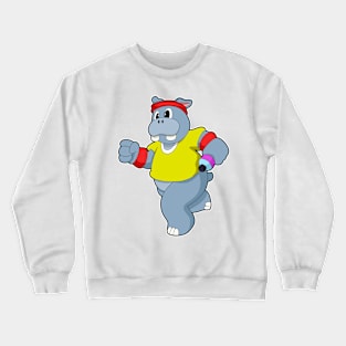 Hippo at Running Crewneck Sweatshirt